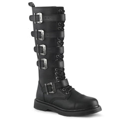 DEMONIA Men's Rock Knee High Boots Gothic EMO Black Combat Lace Up Buckle Straps