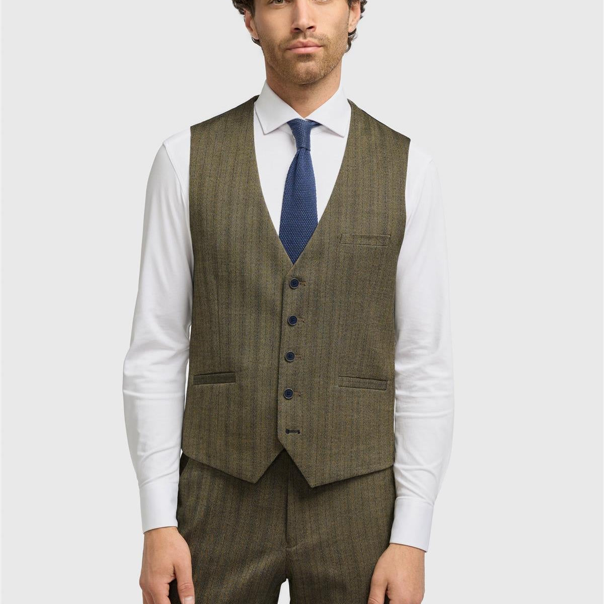 Men Olive Green Woven Design Waistcoats