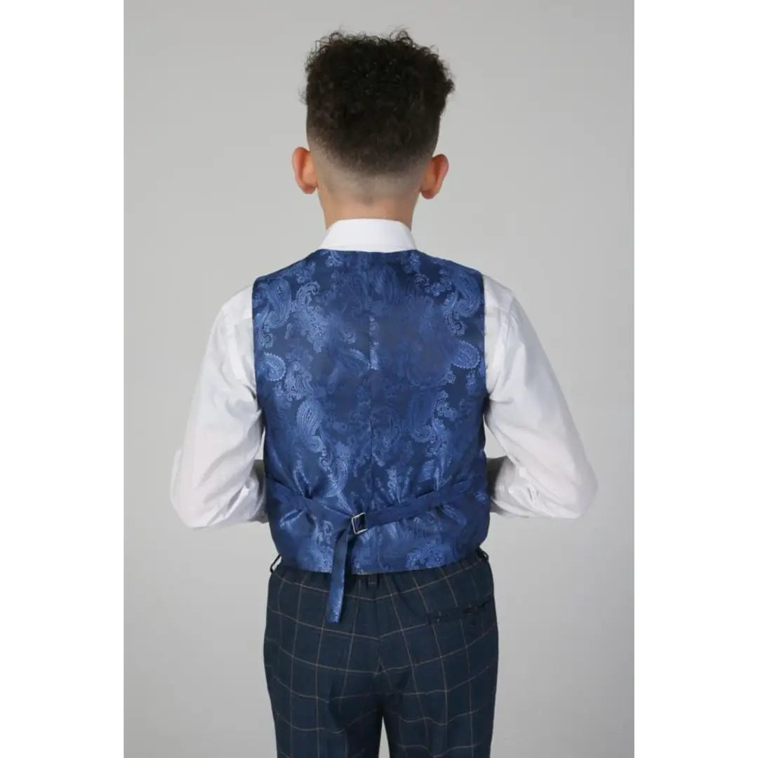 Hamleys - Boy's 3 Piece Blue Orange Check Suit