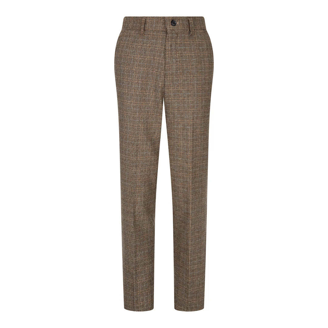 Boys 3 Piece Brown Suit Tweed Check Vintage Retro Tailored Fit 1920s-TruClothing