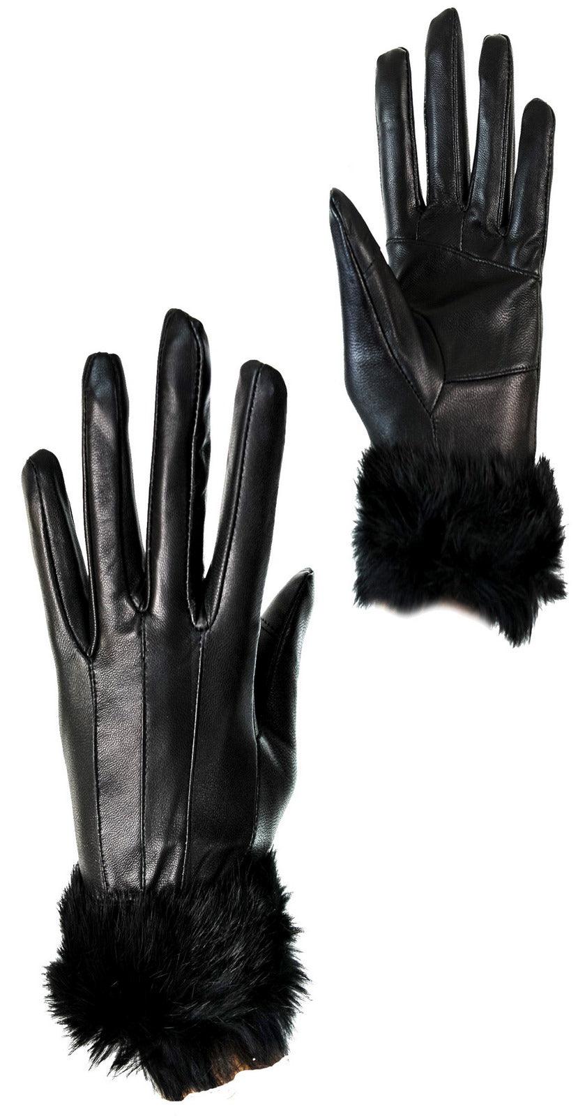 KK WG 9001 Womens Real Leather Winter Gloves Fur Fleece Lined Warm Ladies Gift-TruClothing