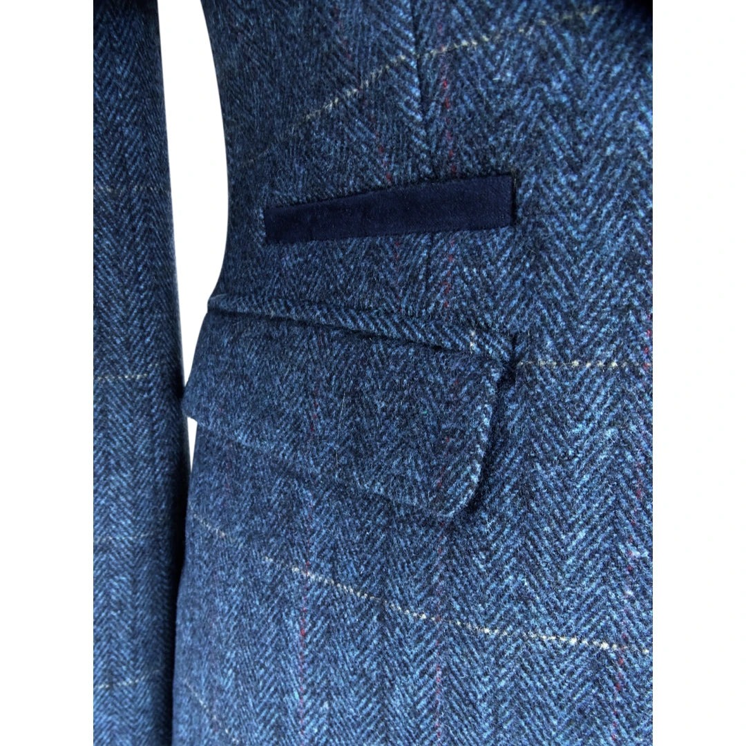 Ladies Blue Tweed Formal Blazer-TruClothing
