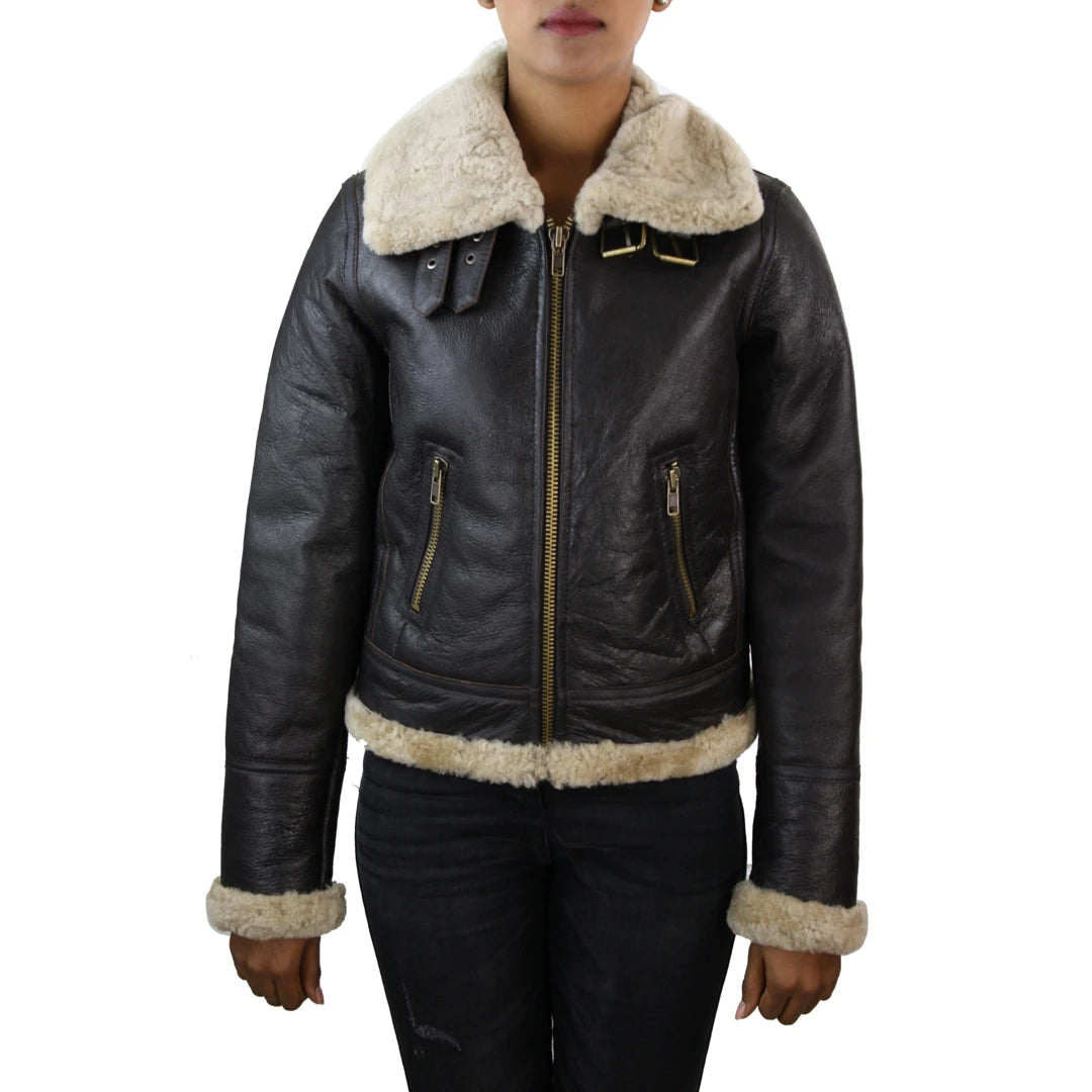 Women s Sheepskin Coat Brown Beige Fur Infinity TruClothing