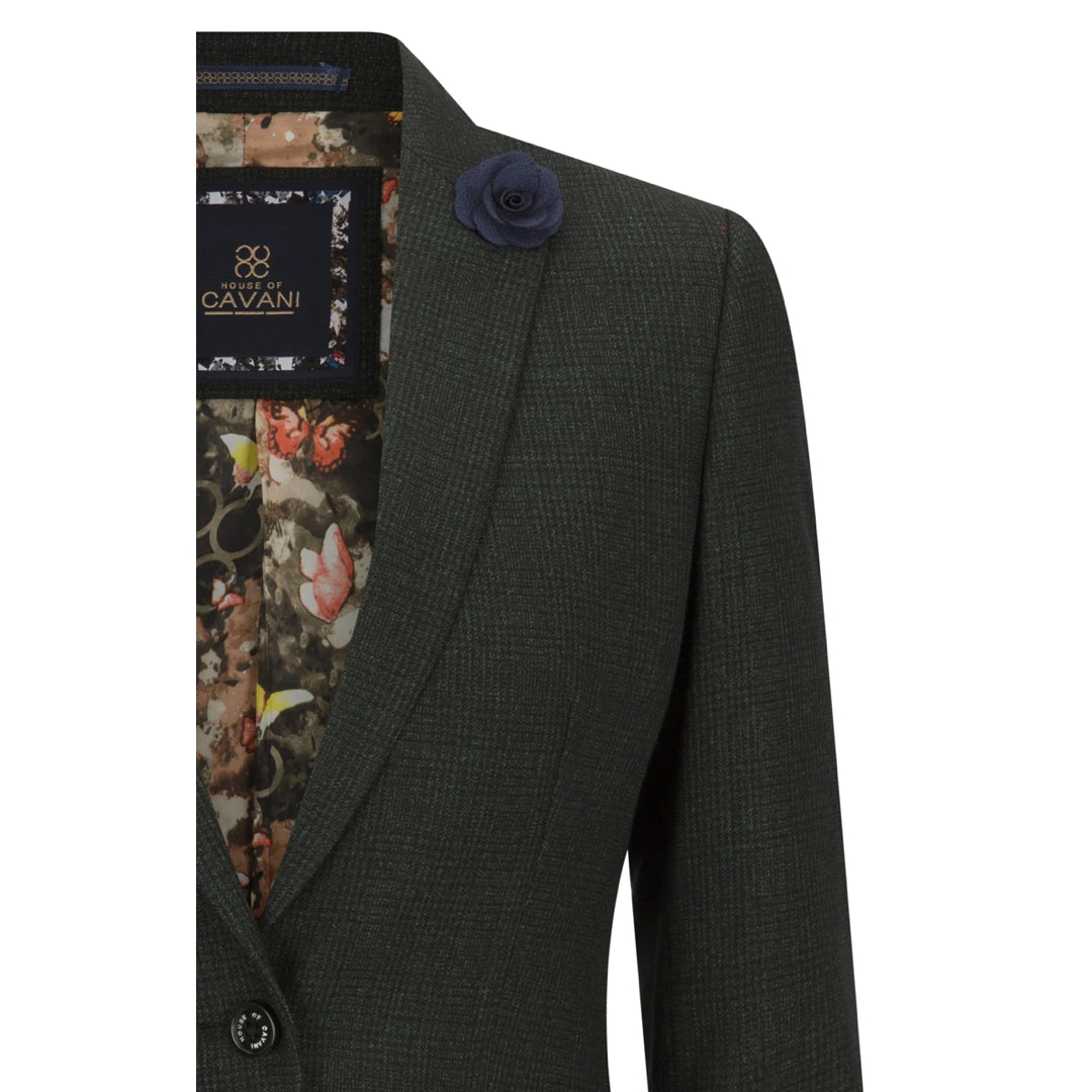 Ladies Tweed Green Check Blazer Wool Classic Hunting Jacket Vintage 1920s Retro-TruClothing