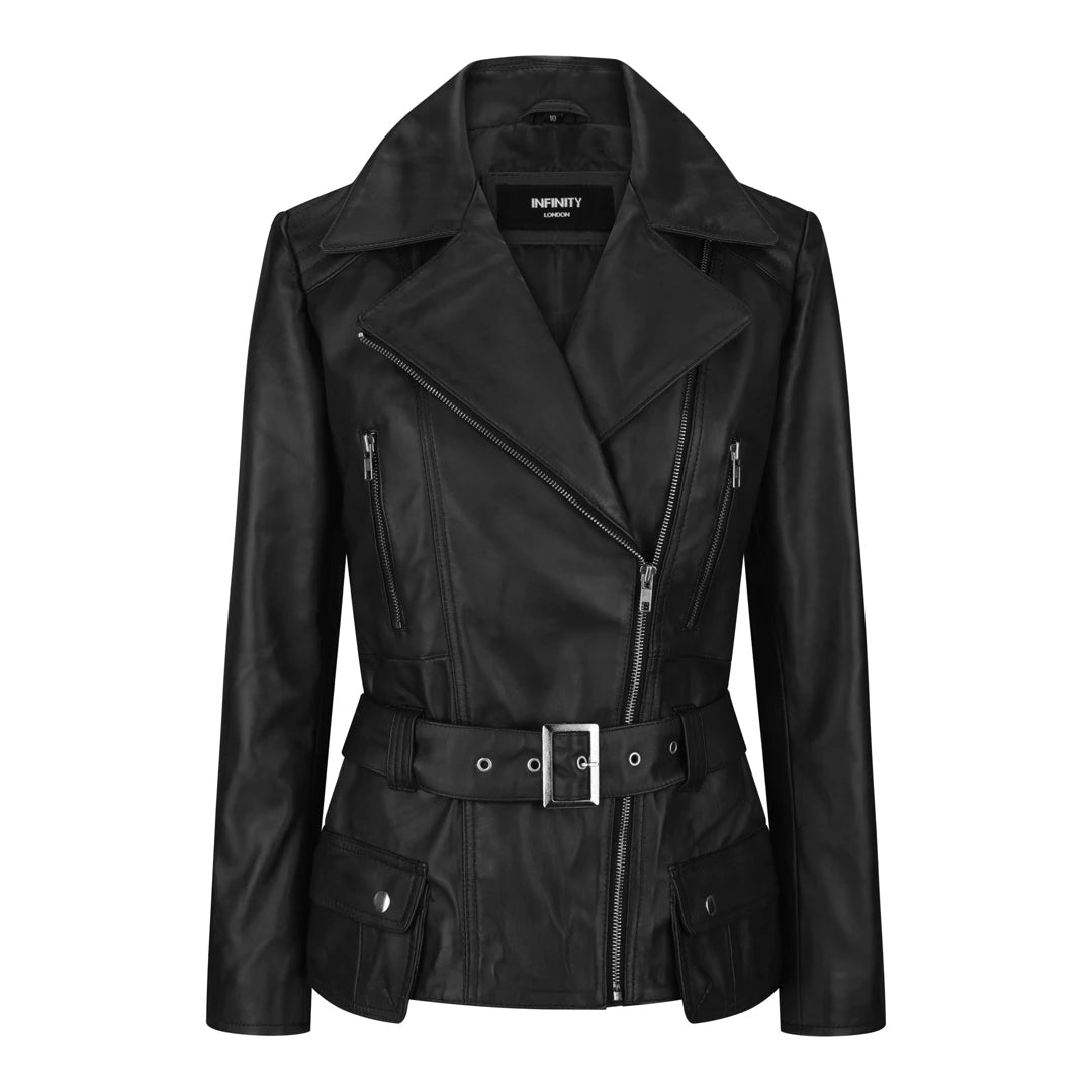 Medium length leather jacket deals