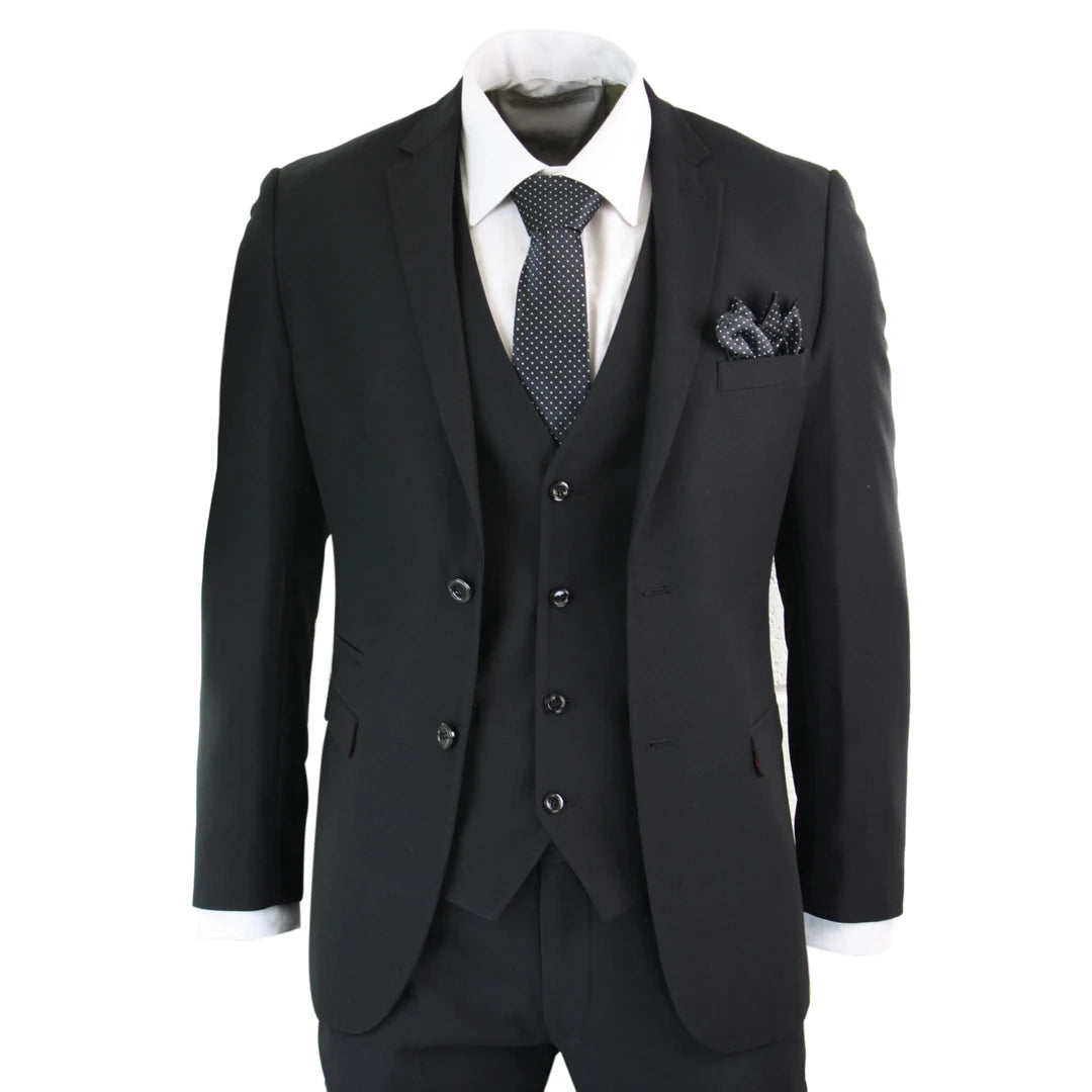 Paul Andrew Parker Men's 3 Piece Black Classic Tuxedo Suit – TruClothing