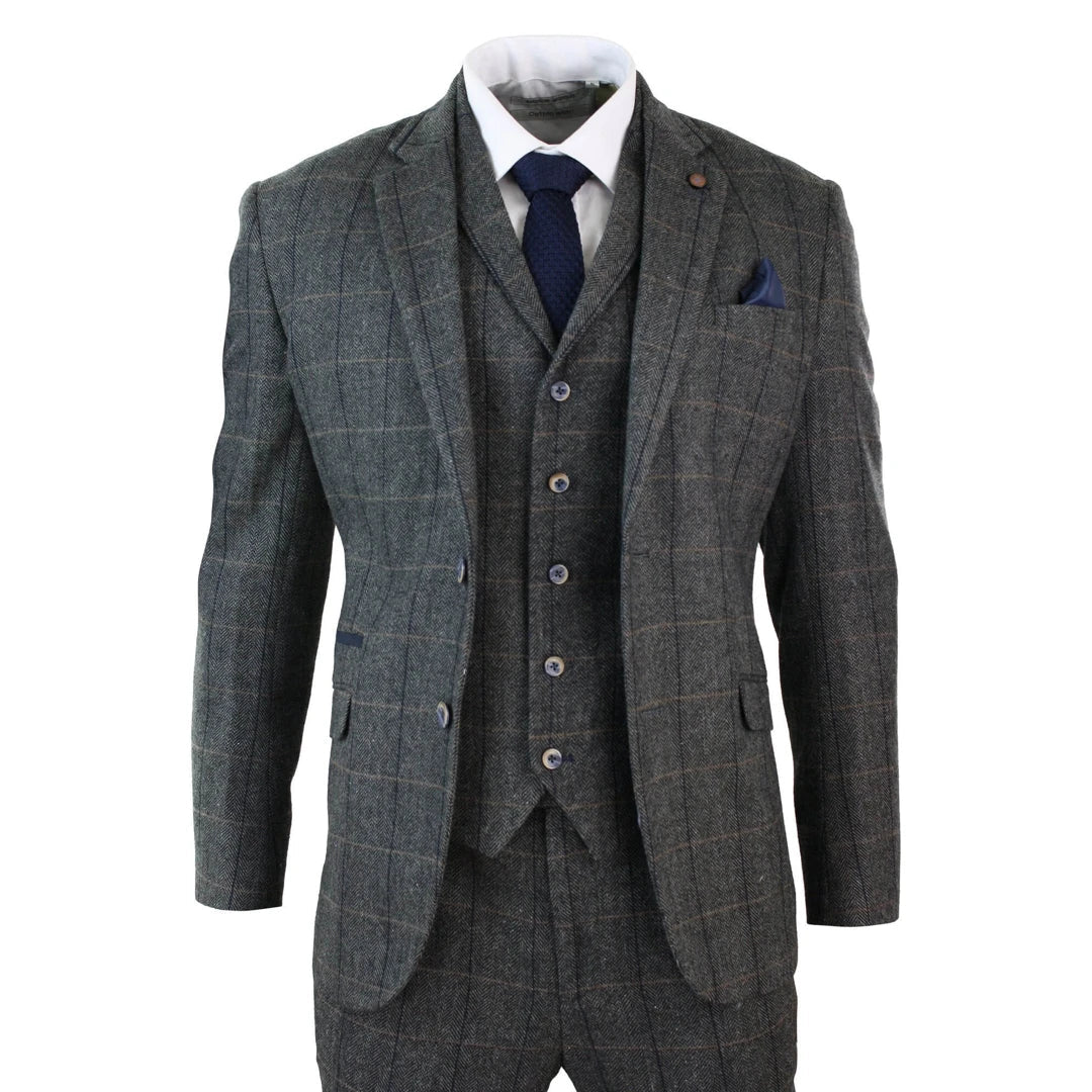 Mens grey sales tweed suit