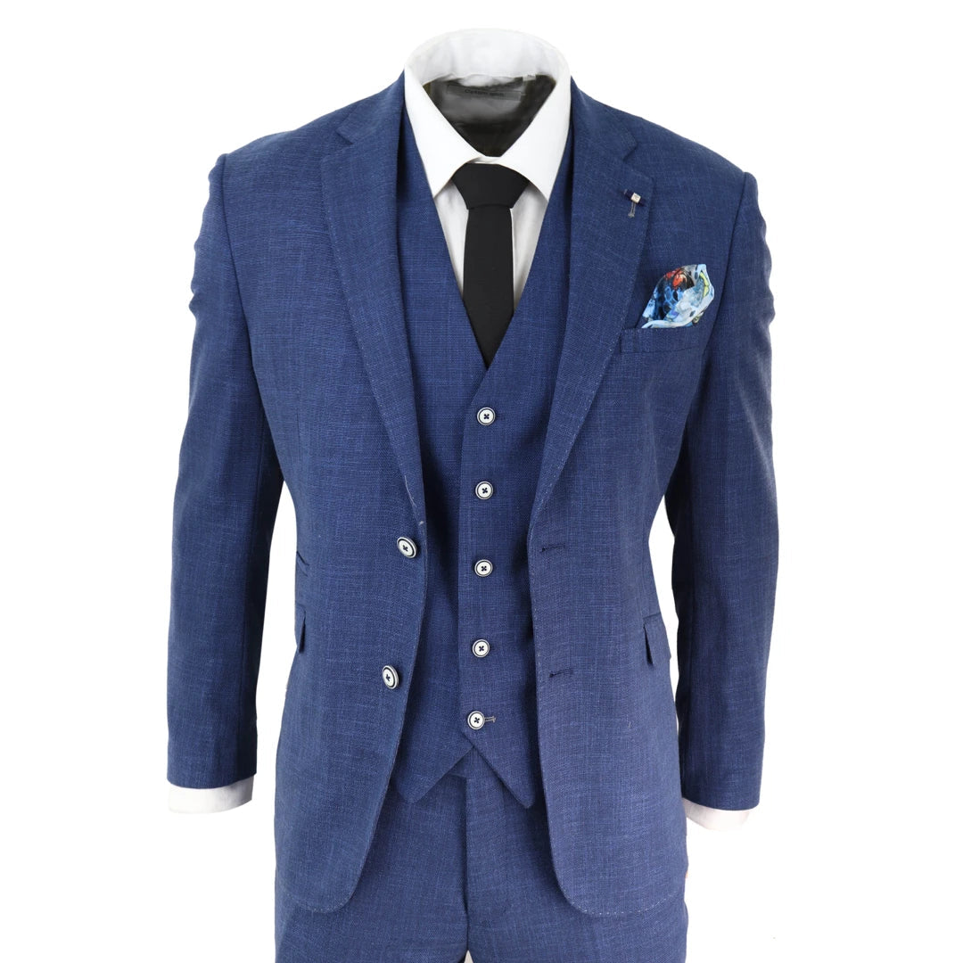 Cavani Miami Blue Slim Fit Three Piece Suit - Formal Tailor