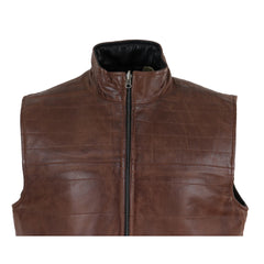 Mens Black & Brown Reversible Leather Gilet-TruClothing