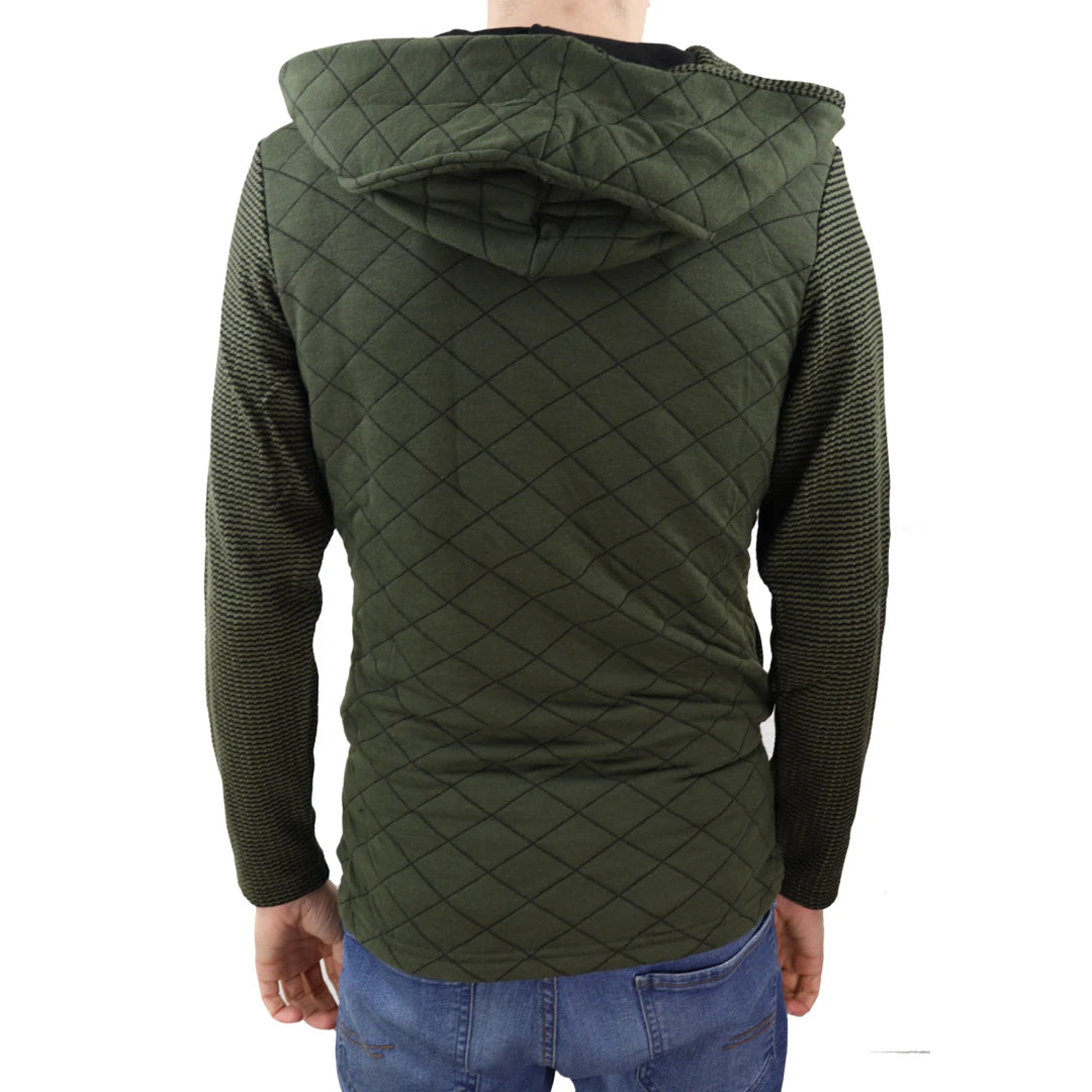 Mens Olive Green Long Hoodie-TruClothing