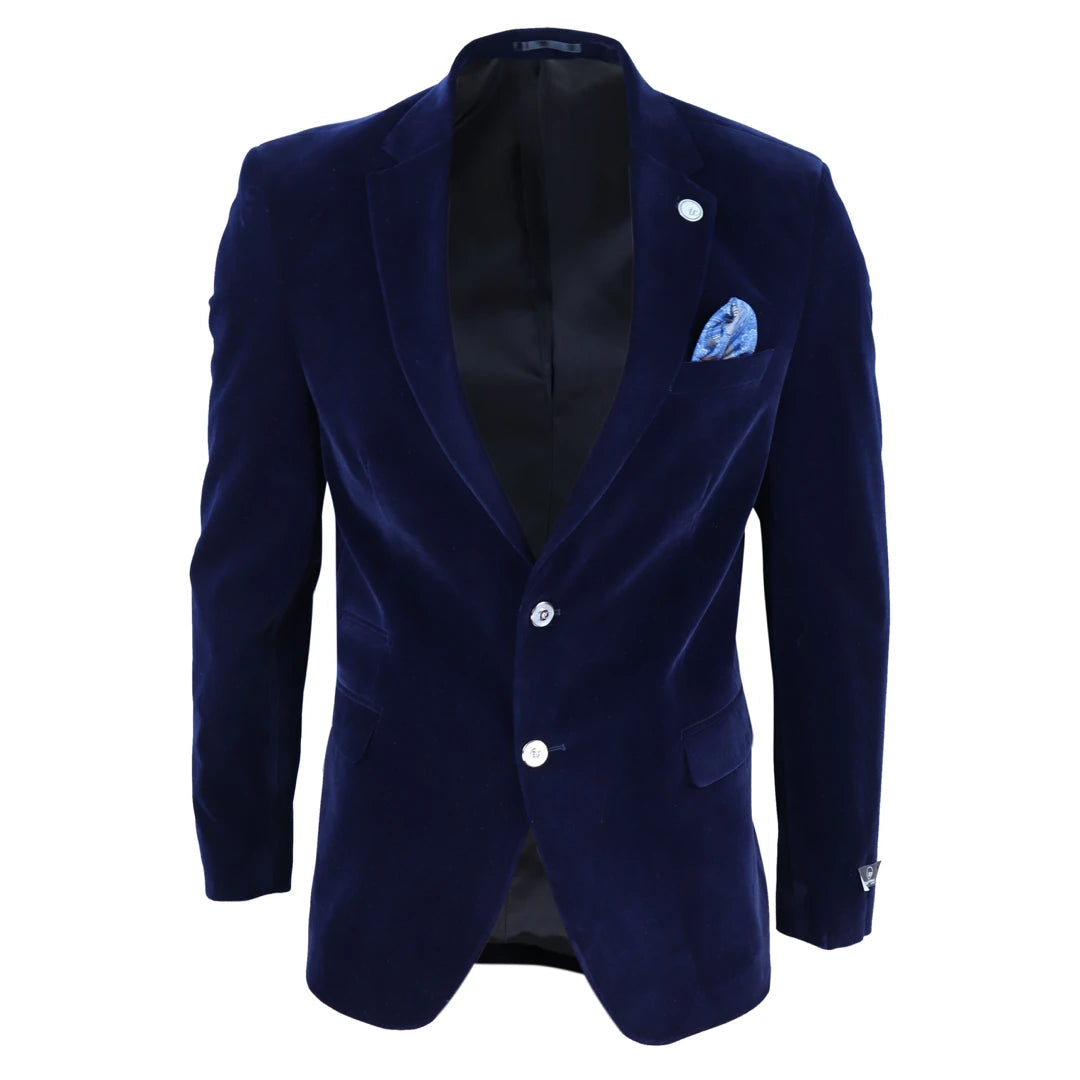 Mens Velvet Blazer Suit Jacket 2 Button Dinner Smart Casual Formal Tailored Fit-TruClothing