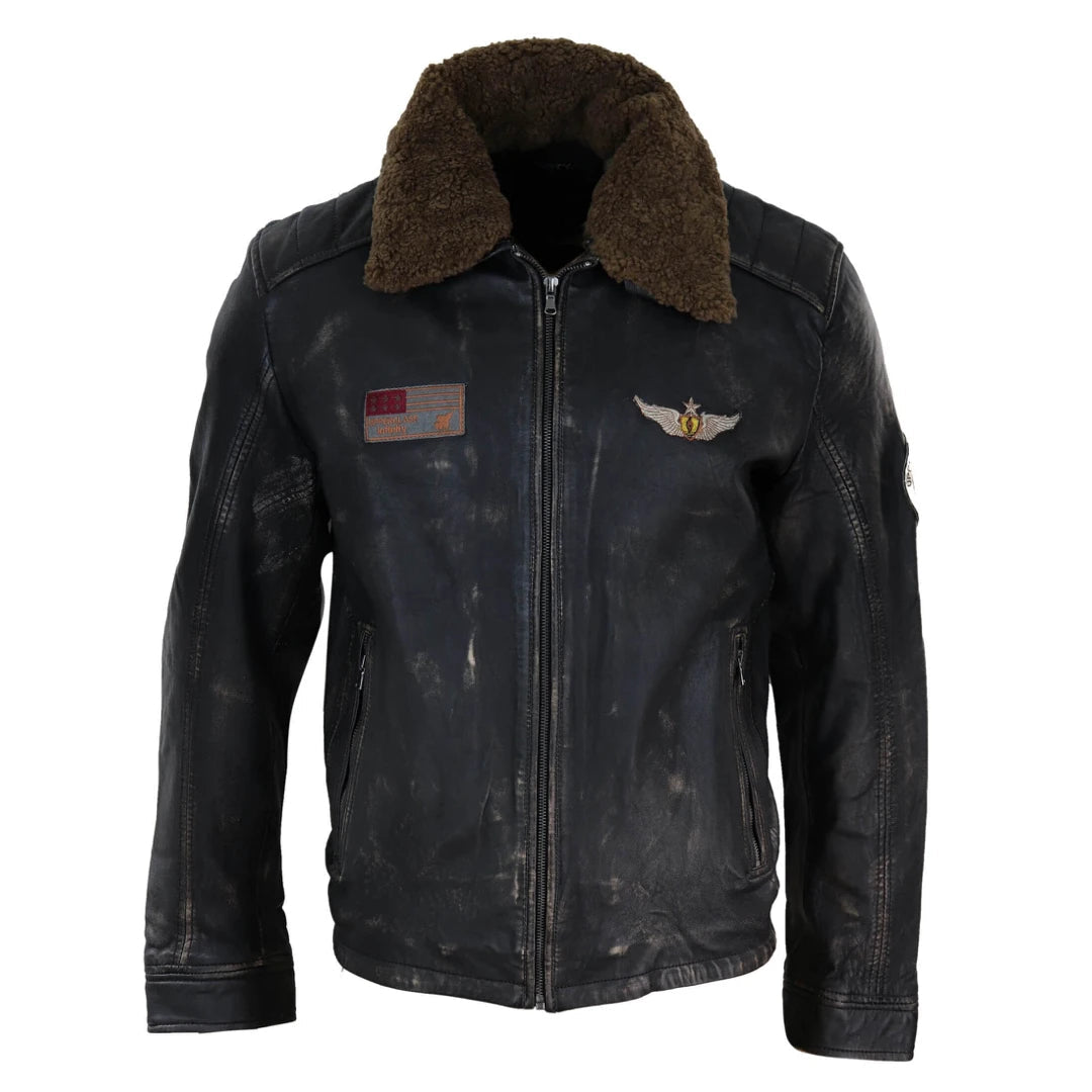 Mens aviator jacket sales with fur collar