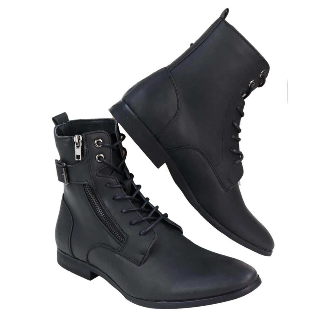 Mens Zip-Up Military Boots-TruClothing