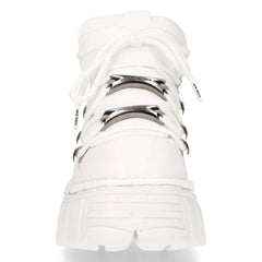 NEW ROCK 106N-S8 Metallic White Leather Boots-TruClothing