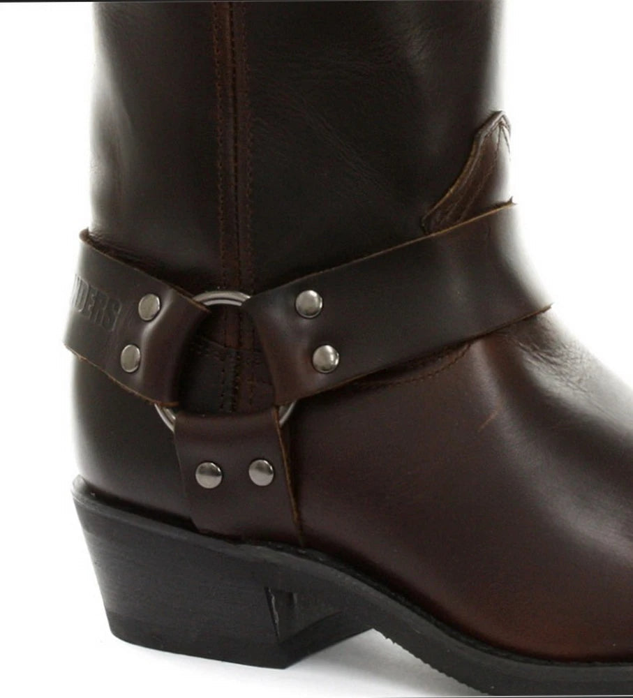 Unisex Real Leather Hi Biker Boots Rock Punk Grinders Buckle Cowboy Riding-TruClothing