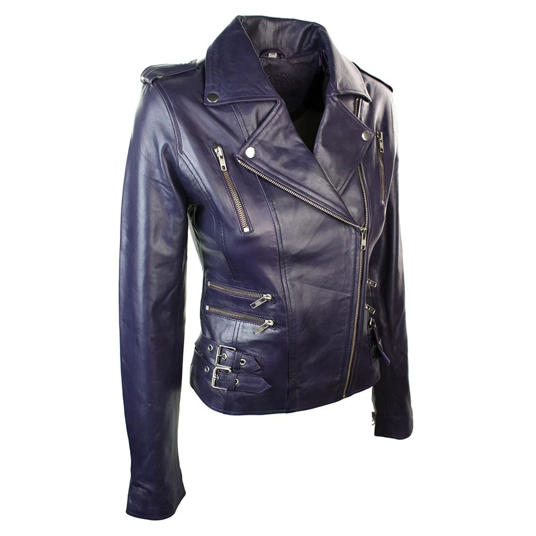 Womens Biker Style Leather Jacket-TruClothing
