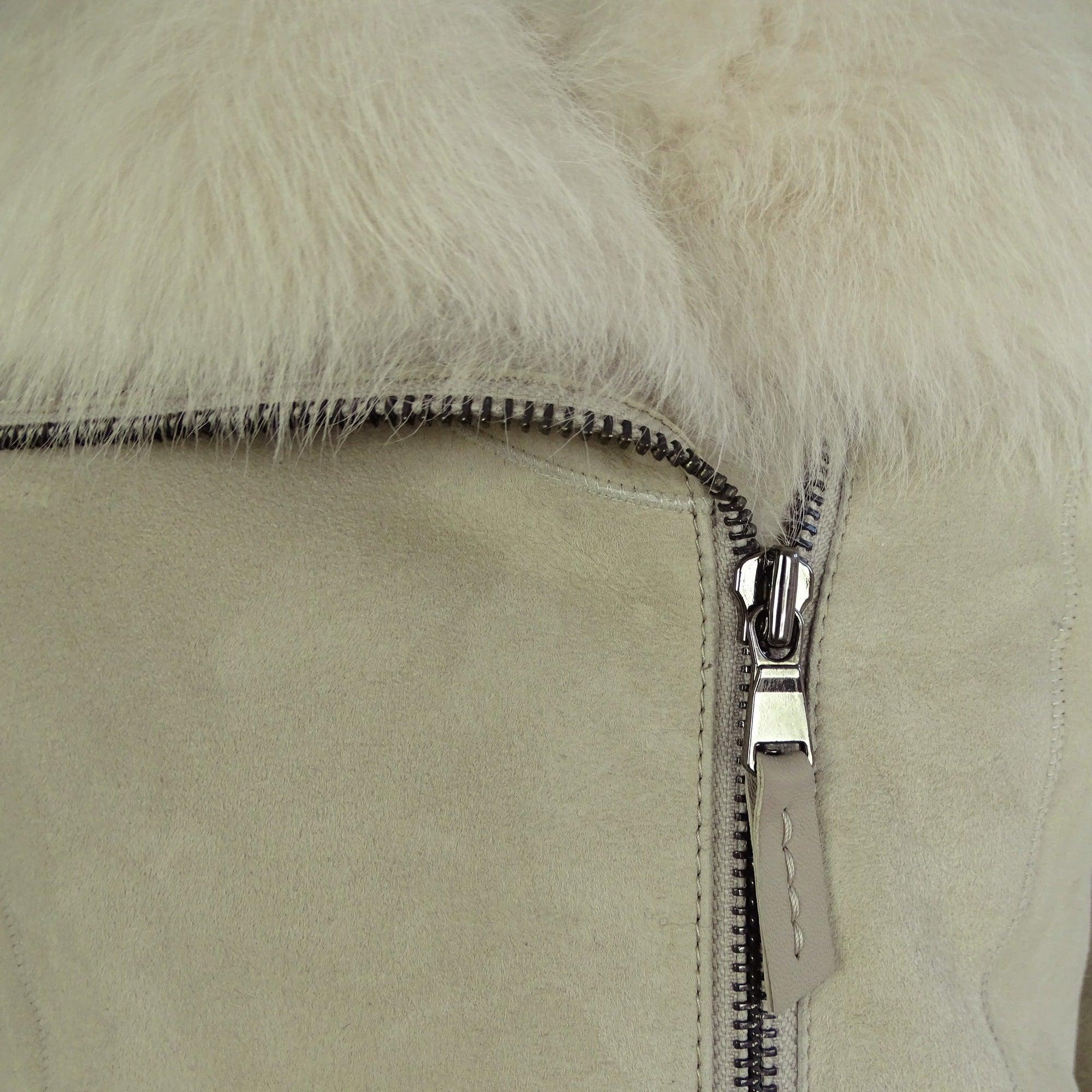 Women's Cream Long Toscana Sheepskin Coat with Hood-TruClothing