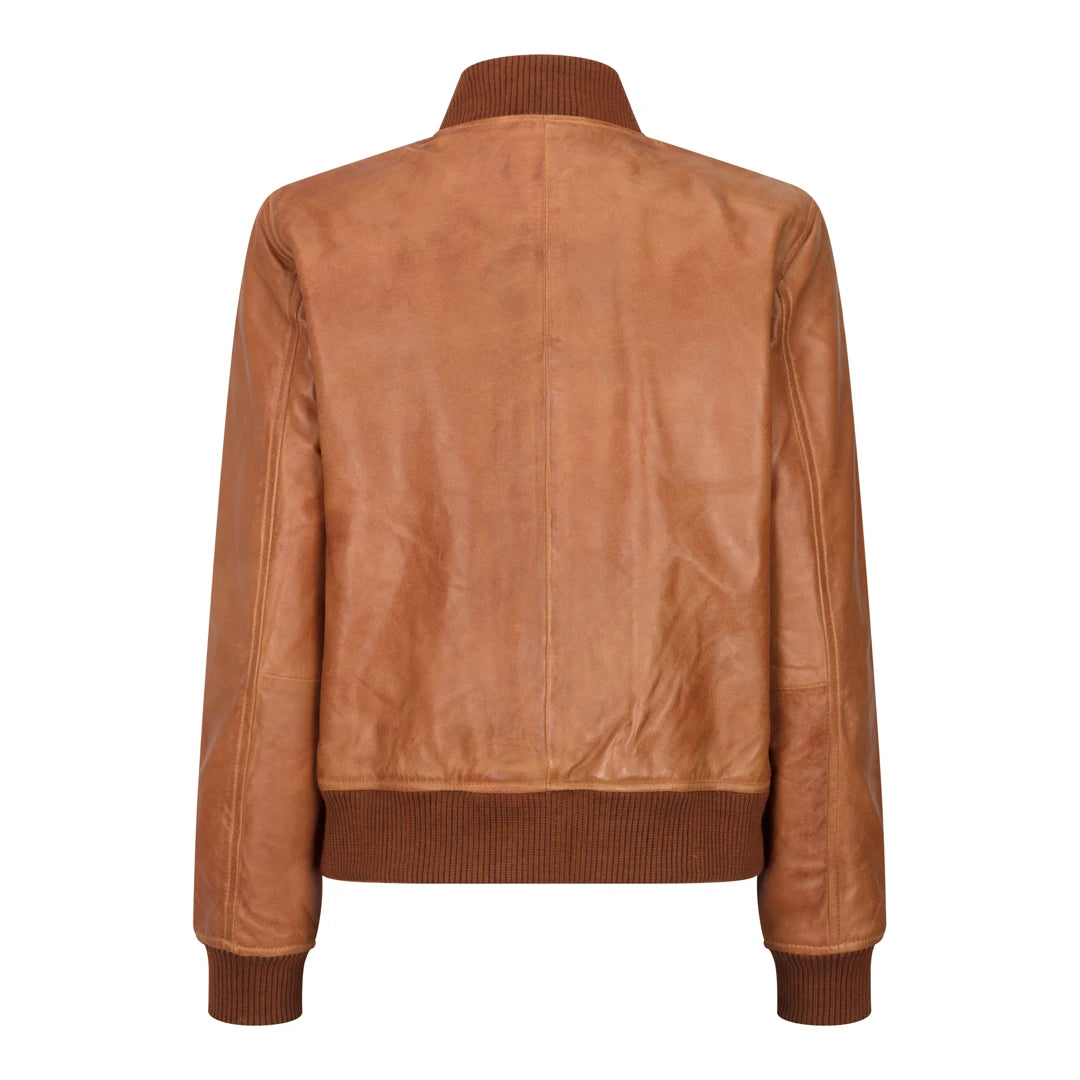 Womens Genuine Leather Bomber Jacket Real Leather Casual Varsity Vintage Casual-TruClothing
