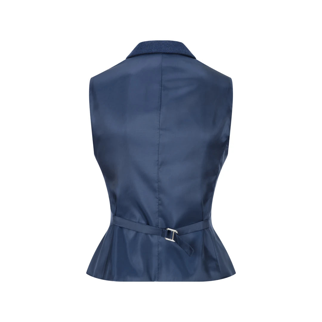 Womens Tweed Herringbone Trouser Navy Blue 1920s Vintage Classic Gatsby Blinders-TruClothing