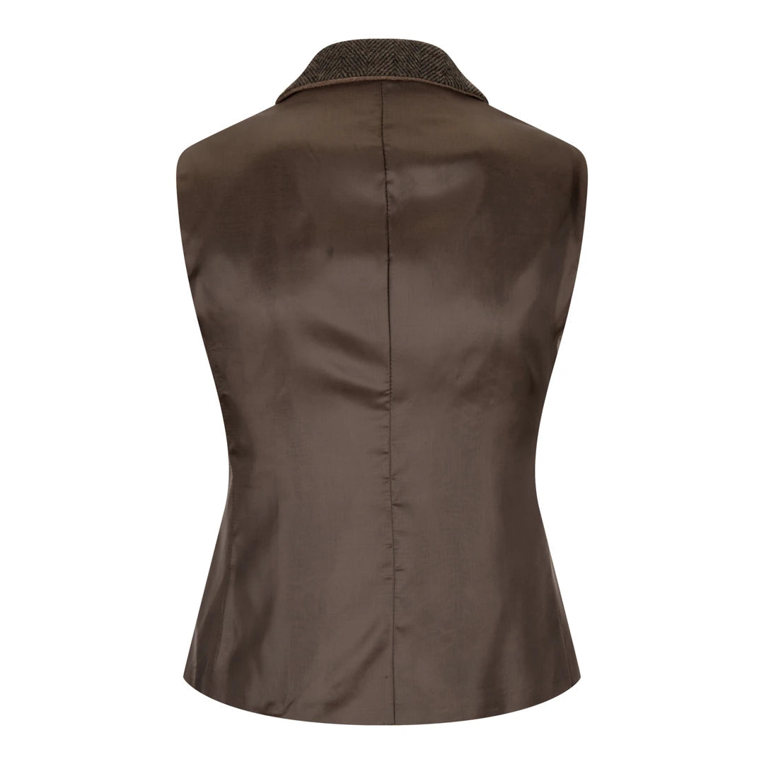 Womens Tweed Herringbone Trousers Brown 1920s Vintage Tailored Classic Smart-TruClothing