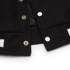 Boys Wool Real Leather Varsity Kids Bomber Jacket Varsity Black White Vintage-TruClothing