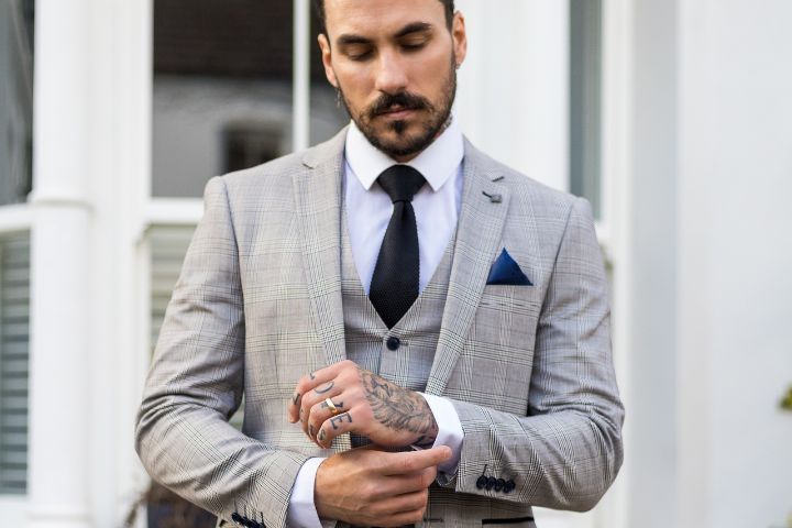 Abito Smoking Uomo 3 Pezzi Slim Fit - Giacca Monopetto, Gilet E Pantaloni Nero Per Cerimonie - Foto 4