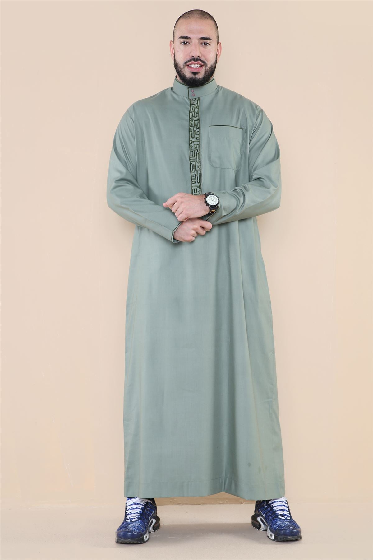 2 Piece Set Saudi Arab Men Robe Jubba Thobe Kaftan Abaya Muslim Thoub Dubai  | eBay