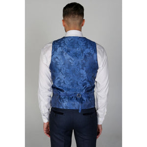 Arthur - Men's Birdseye Navy Waistcoat-TruClothing