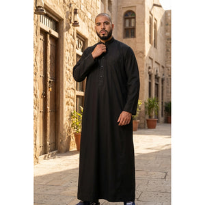 Men's Thobe Jubba Nehru Collar Islamic Clothing Muslim Kaftan Dress Robe-TruClothing