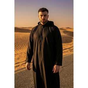 Men's Hooded Thobe Nehru Collar Islamic Clothing Muslim Kaftan Robe Saudi-TruClothing