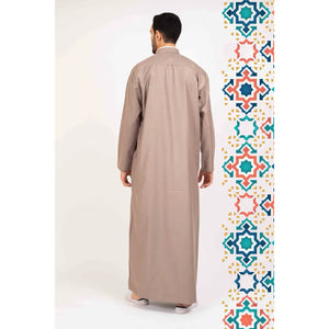 112 - Men's Stand Collar Thobe Islamic Clothing - Beige - Thobez - 6