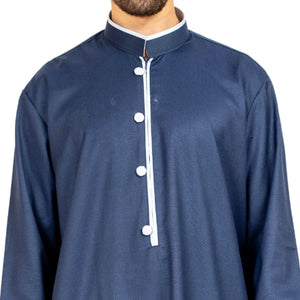 112 - Men's Stand Collar Thobe Islamic Clothing - Blue - Thobez - 10