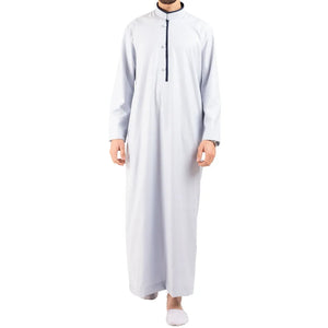 112 - Men's Stand Collar Thobe Islamic Clothing - Off White - Thobez - 28