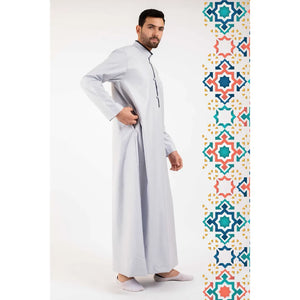 112 - Men's Stand Collar Thobe Islamic Clothing - Off White - Thobez - 30