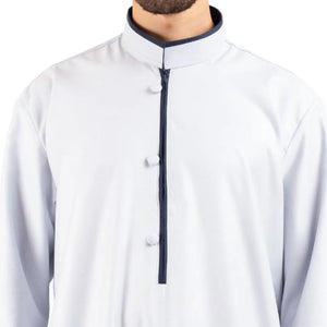 112 - Men's Stand Collar Thobe Islamic Clothing - Off White - Thobez - 32
