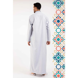 112 - Men's Stand Collar Thobe Islamic Clothing - Off White - Thobez - 33