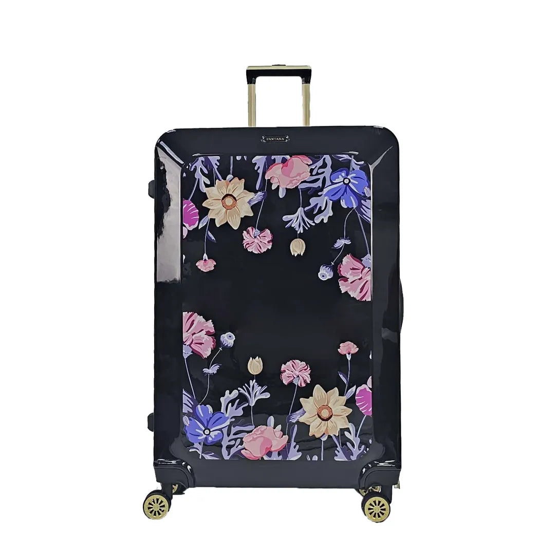 Floral Shiny Hard Case Shell Roller Wheels Suitcase