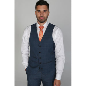 Viceroy - Men's Blue Check Waistcoat-TruClothing