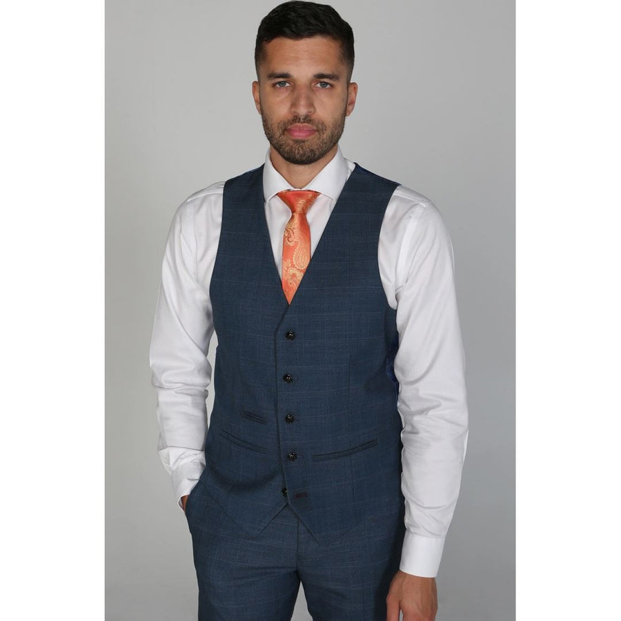 Viceroy - Men's Blue Check Waistcoat-TruClothing