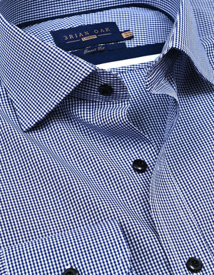 Men's Royal Blue Mini Check Shirt - Brian Oak - 3