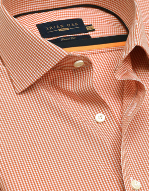 Men's Orange And White Checkered Shirt - Brian Oak - 3