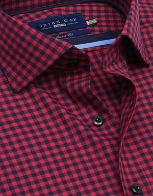 Chemise formelle à carreaux rouge marine coton homme - Brian Oak - 3