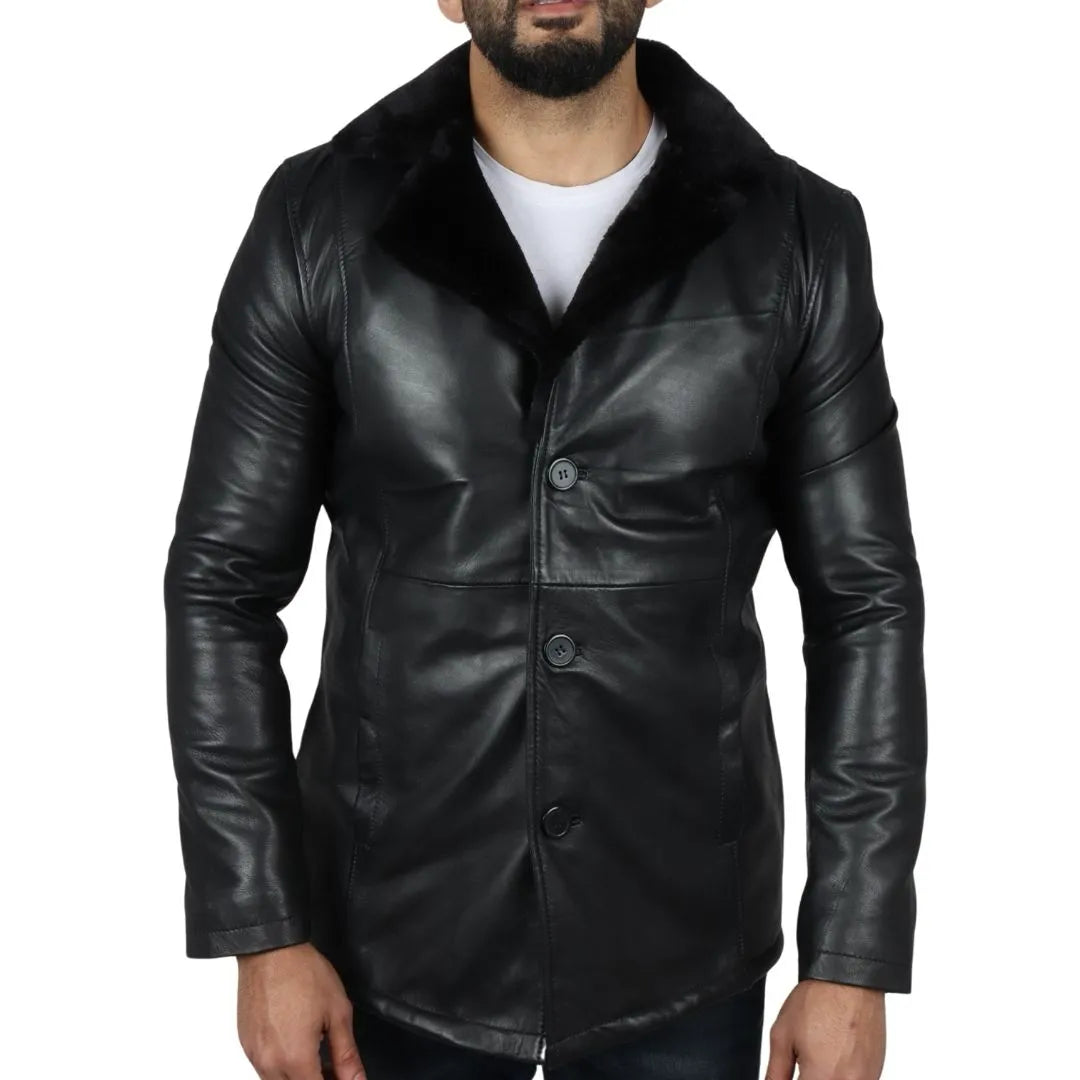 Men's  Real Leather Fur Lining Coat