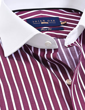 Camisa formal rayas burdeos claro cuello contrastante hombre - Brian Oak - 2