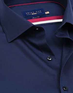 Chemise habillée coton facile à repasser bleu marine homme - Brian Oak - 2