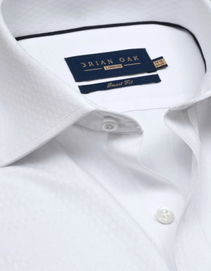 Men's Self Textured White Formal Shirt - Brian Oak - 3