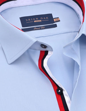 Himmelblaues Twill-Hemd mit Union Jack Kontrastbesatz - Herrenhemd - Brian Oak - 3