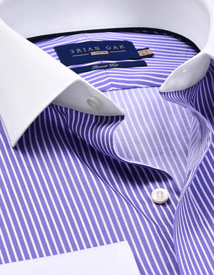 Men's Violet Stripe Shirt with Contrast Collar - Brian Oak - 3