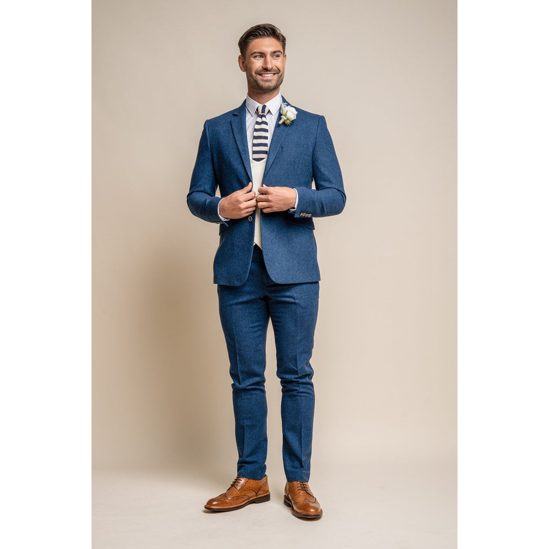 Orson - Blue Blazer and Trousers with Marco Cream Waistcoat