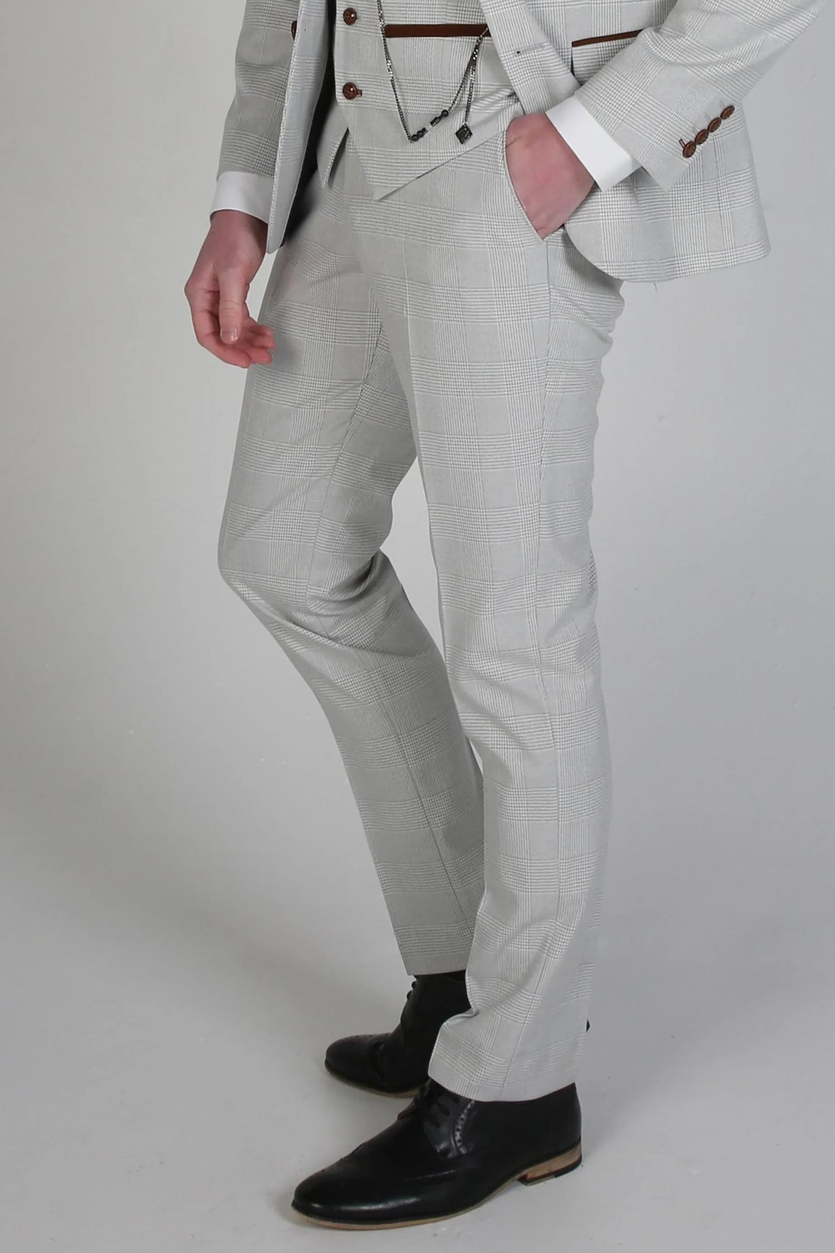 Paul Andrew Mark - Beżowa 2 guzikowa marynarka męska w kratę